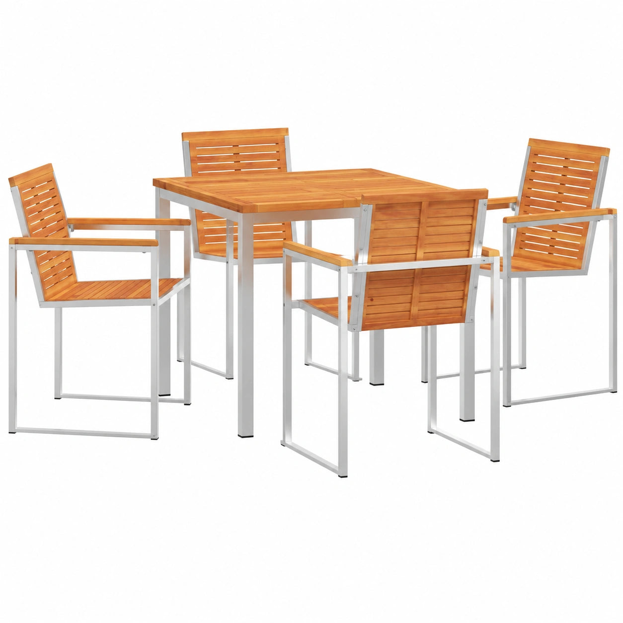Salon de jardin, en acier inoxydable, 5 pièces, pour la terrasse ou le jardin
