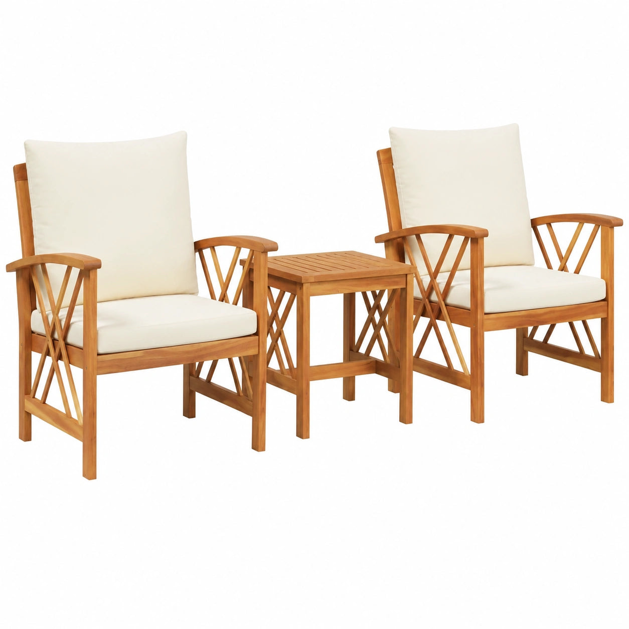 Salon de jardin, 3 pièces, coloris naturel, pour la terrasse ou le jardin