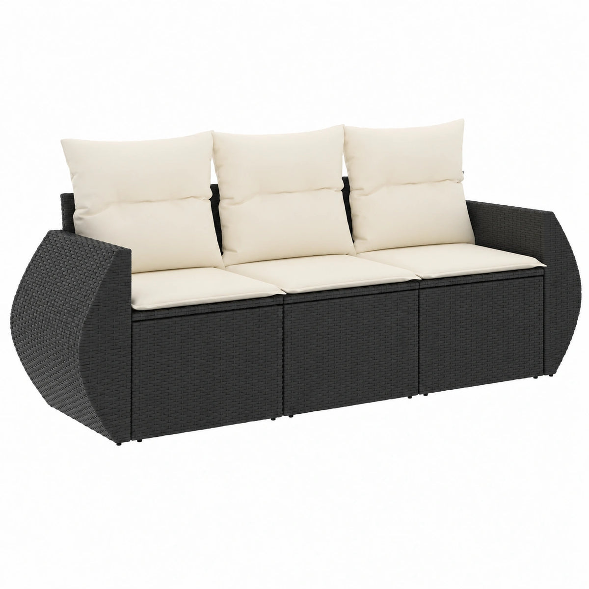 Salon de jardin, en résine tressée, coloris noir, 3 pièces, pour la terrasse ou le jardin