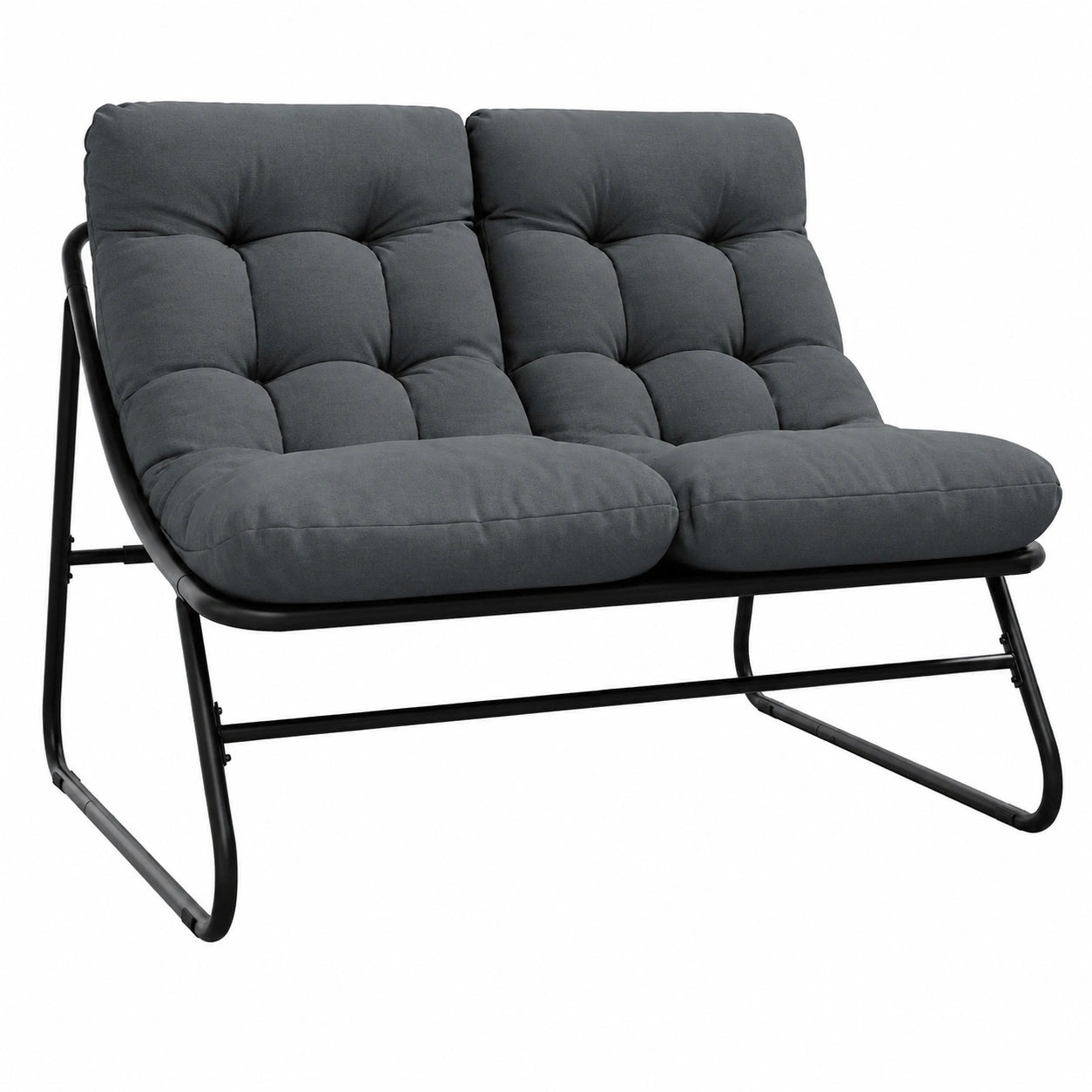 Salon de jardin, en acier, coloris noir, 110 x 81 x 71 cm, pour la terrasse ou le jardin