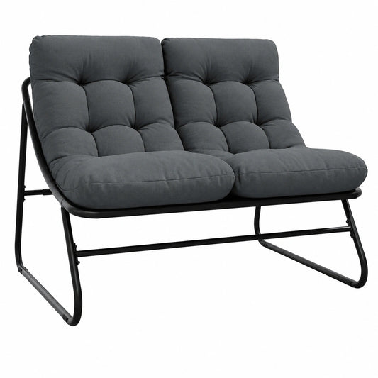 Salon de jardin, en acier, coloris noir, 110 x 81 x 71 cm, pour la terrasse ou le jardin