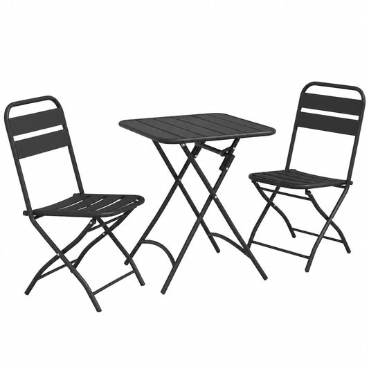 Table, en acier, coloris anthracite, 3 pièces, pour les espaces de vie
