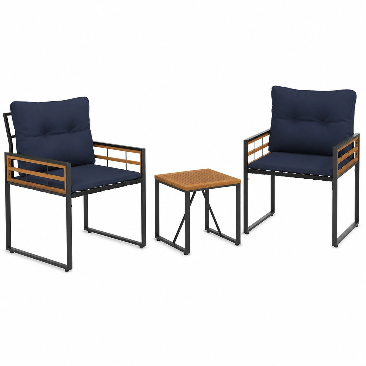 Salon de jardin, 3 pièces, coloris bleu, pour la terrasse ou le jardin