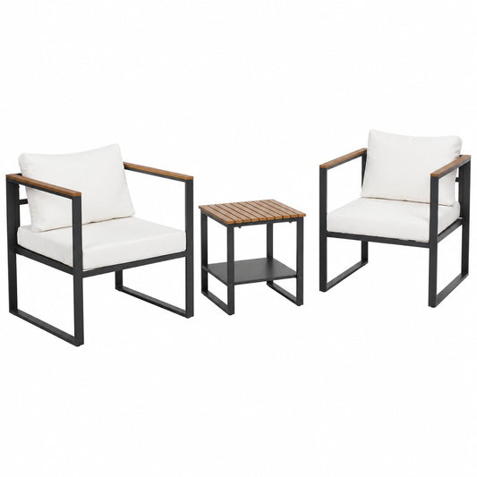 Salon de jardin, 2 places, en acier, coloris anthracite, pour la terrasse ou le jardin