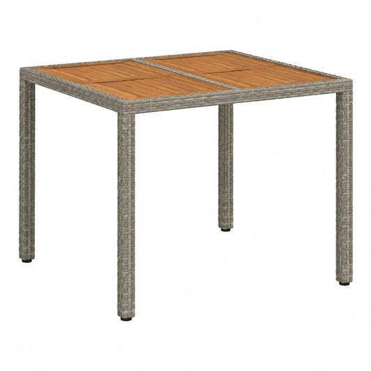 Table, en résine tressée, coloris gris, 90 x 90 x 75 cm, pour les espaces de vie