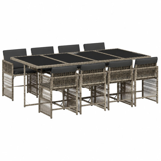 Salon de jardin, pliable, en résine tressée, 7 pièces, coloris gris, pour la terrasse ou le jardin