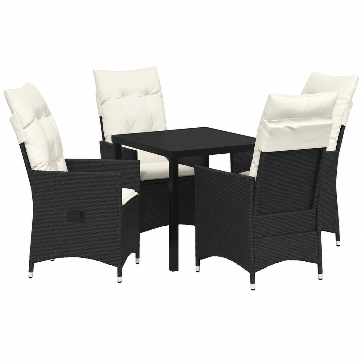 Salon de jardin, en résine tressée, coloris noir, 5 pièces, pour la terrasse ou le jardin