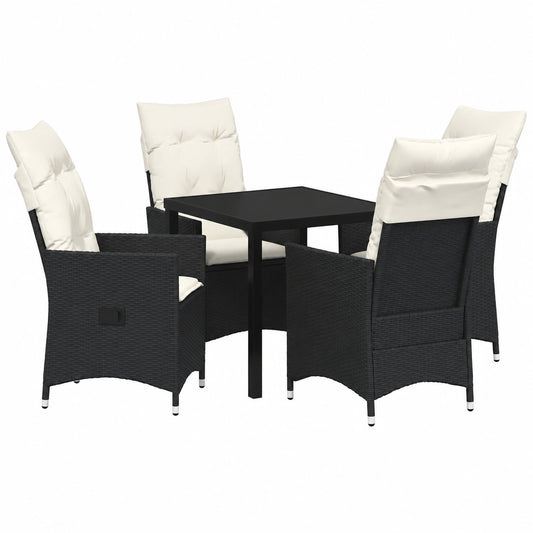 Salon de jardin, en résine tressée, coloris noir, 5 pièces, pour la terrasse ou le jardin