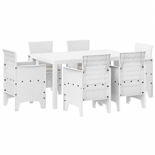 Salon de jardin, 7 pièces, coloris blanc, pour la terrasse ou le jardin