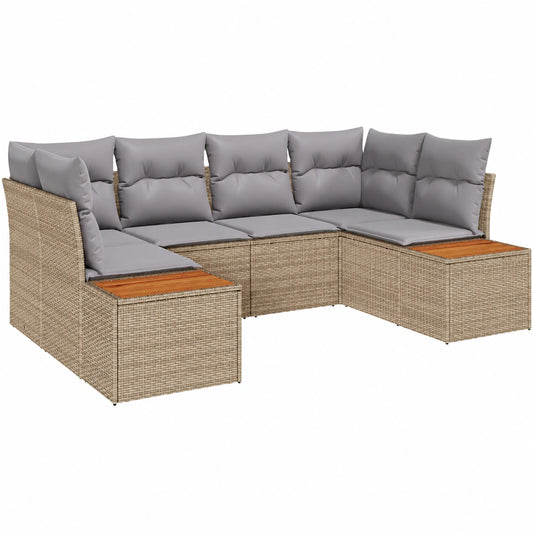 Salon de jardin, 6 pièces, modulable, en résine tressée, coloris beige, pour la terrasse ou le jardin