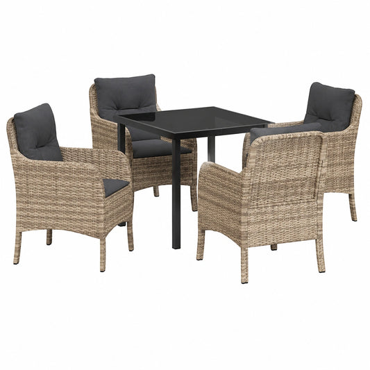 Salon de jardin, 5 pièces, en résine tressée, coloris gris, pour la terrasse ou le jardin