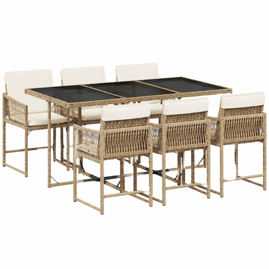 Salon de jardin, en résine tressée, pliable, coloris beige, 5 pièces, pour la terrasse ou le jardin