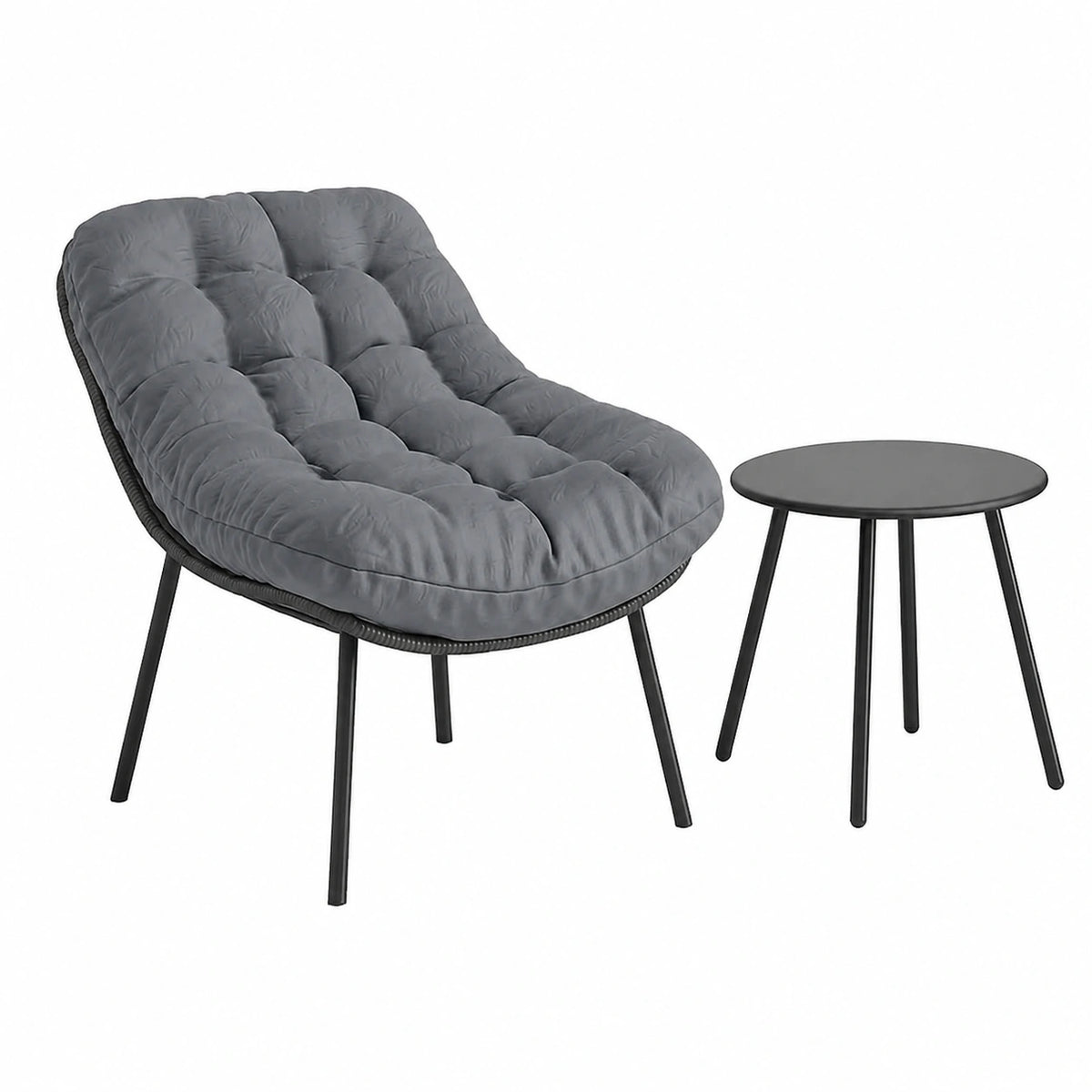 Salon de jardin, en acier et résine tressée, coloris gris, 2 places, pour la terrasse ou le jardin