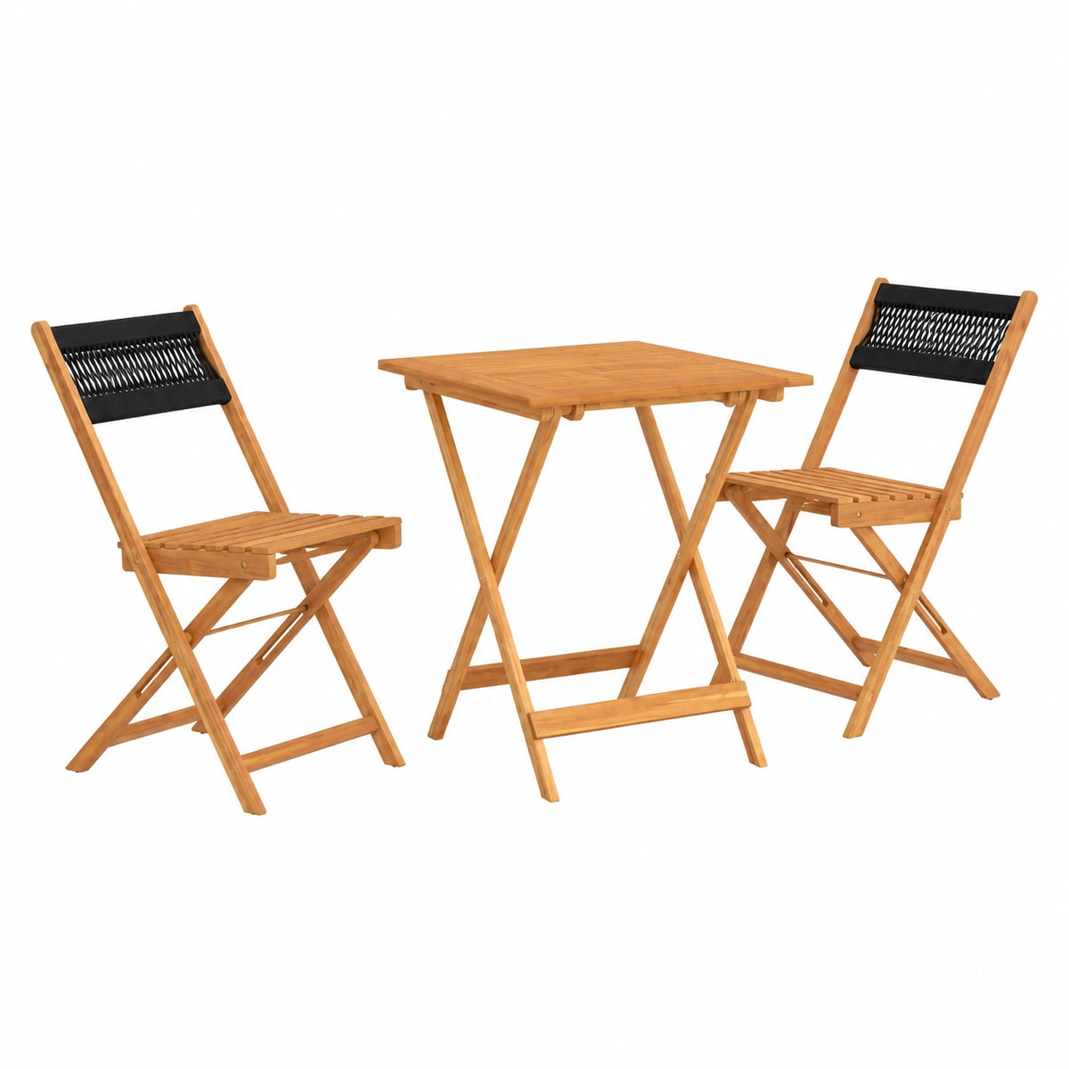 Table à manger, 3 pièces, pliable, en bois massif, coloris noir, pour la salle à manger