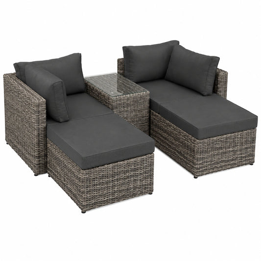Salon de jardin, modulable, en aluminium et verre, 4 places, pour la terrasse ou le jardin